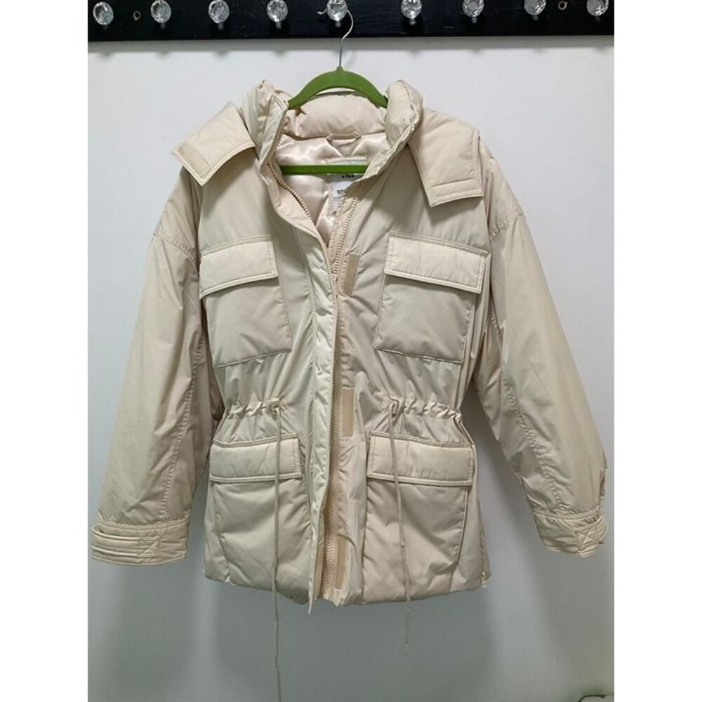 Abercrombie Fitch NWT Coat with Hood and cinch waist Water/Wind resistant Large - Picture 2 of 5